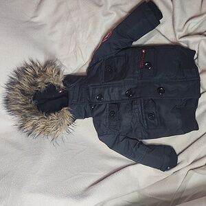 Swiss Cross boys winter coat faux fur hood 18 months